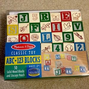 NEW melissa & Doug classic abc 123 blocks (50)
